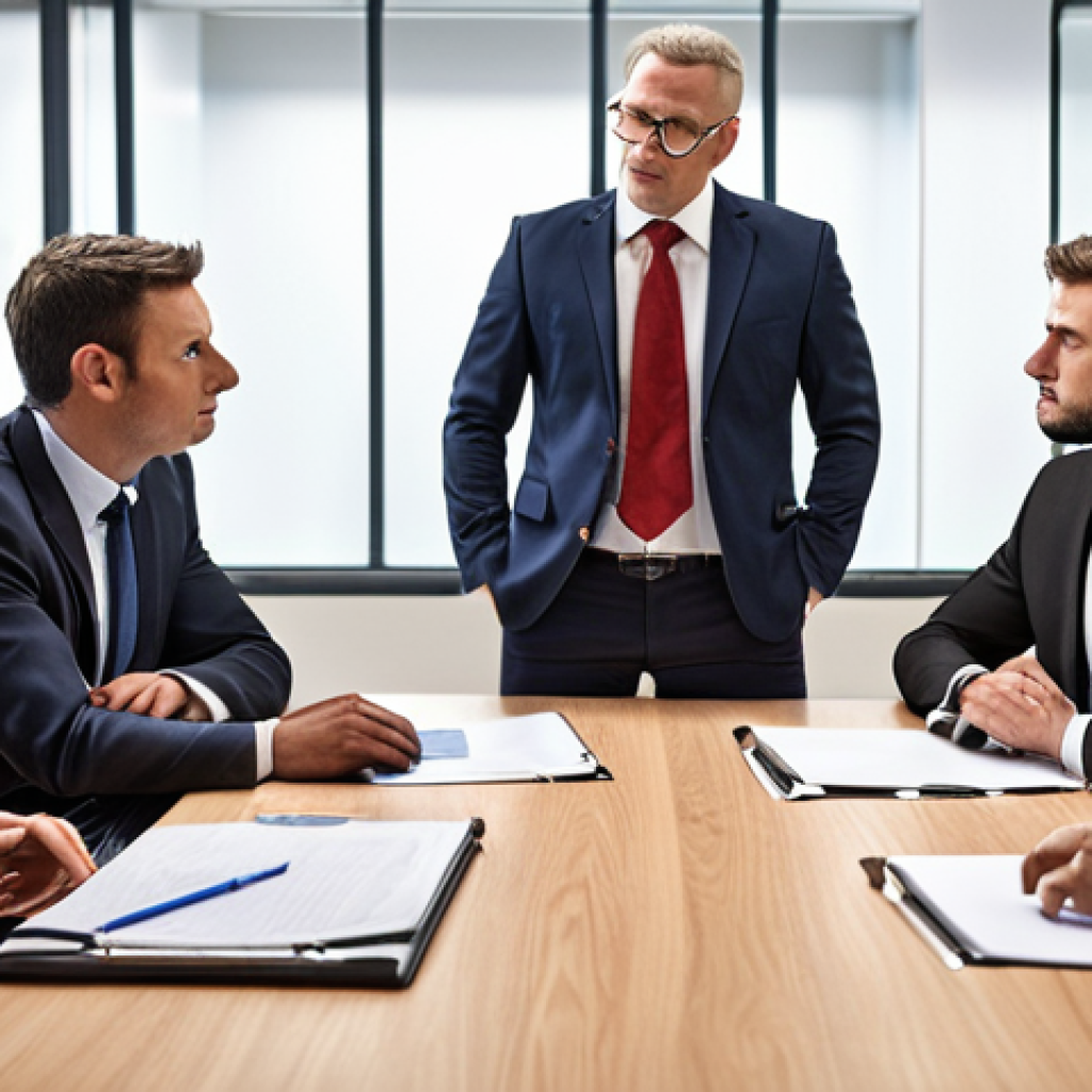 ** A Certified Public Manager (CPM) in a modern government office setting, confidently leading a team. The scene emphasizes leadership skills, ethical decision-making, and problem-solving. Maybe a subtle background element referencing the EFQM (European Foundation for Quality Management).

**