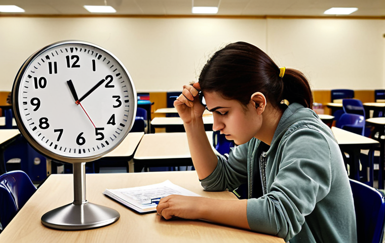 **Prompt 1:** A determined Turkish student, mid-20s, intensely focused on a challenging multiple-choice exam. The student is seated at a typical exam desk in a modern, well-lit test hall. A subtle overlay or visual cue of a clock with fast-moving hands or an hourglass can be seen in the background, symbolizing time pressure. The student's hand is paused, indicating strategic thought, possibly skipping a difficult question or reviewing a key term. The scene conveys the mental struggle and strategic thinking involved in high-stakes exams, emphasizing proactive problem-solving. Realistic, detailed, natural lighting.