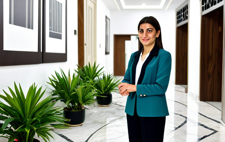**
"A site manager, a friendly Turkish woman in her late 30s, wearing a modest and professional blazer over a blouse and dark slacks, fully clothed, inspecting a modern apartment building lobby in Istanbul. Marble floors, modern lighting, plants in the background. Safe for work, appropriate content, perfect anatomy, natural proportions, professional photography, high quality, family-friendly, well-formed hands, proper finger count, natural body proportions."
**