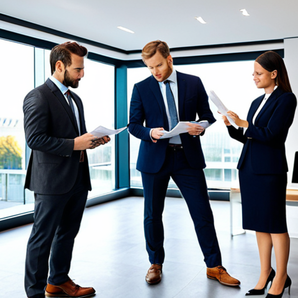 **

"A professional architect in a modern, fully clothed business suit, standing in a bright, open-plan architectural office, reviewing blueprints with colleagues.  Appropriate attire, safe for work, perfect anatomy, correct proportions, natural pose, well-formed hands, proper finger count, natural body proportions, professional photography, high quality, family-friendly."

**