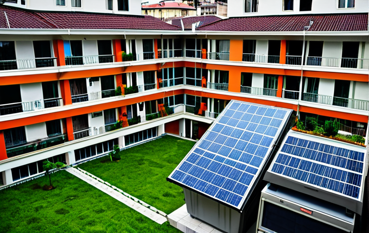 공공관리사와 관련된 국가 정책 변화 - **Prompt:** A modern apartment building in Istanbul with solar panels on the roof and recycling bins...