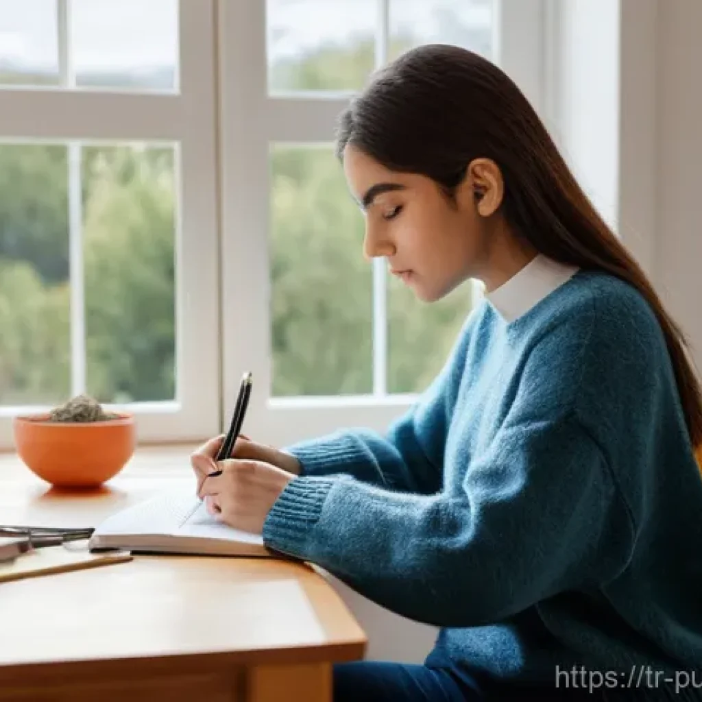 공공관리사 필기시험 대비를 위한 시간 관리 전략 - **A focused young adult (Turkish, 20s, female) diligently studying at a meticulously organized desk ...