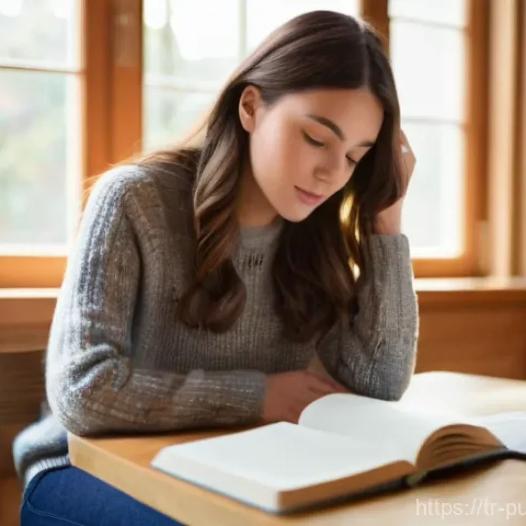 공공관리사 필기시험 준비를 위한 추천 자료 - **Prompt 1: Focused Study Session**
"A young woman in her early twenties, with long, wavy brown ...