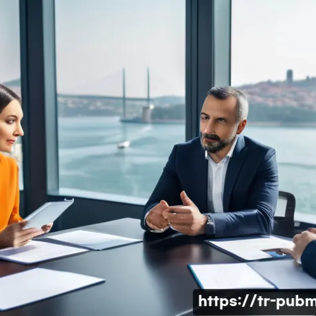 공공관리사 자격증으로 가능해지는 직무 변화 - A professional Turkish public administration office scene showing a diverse group of mid-career mana...