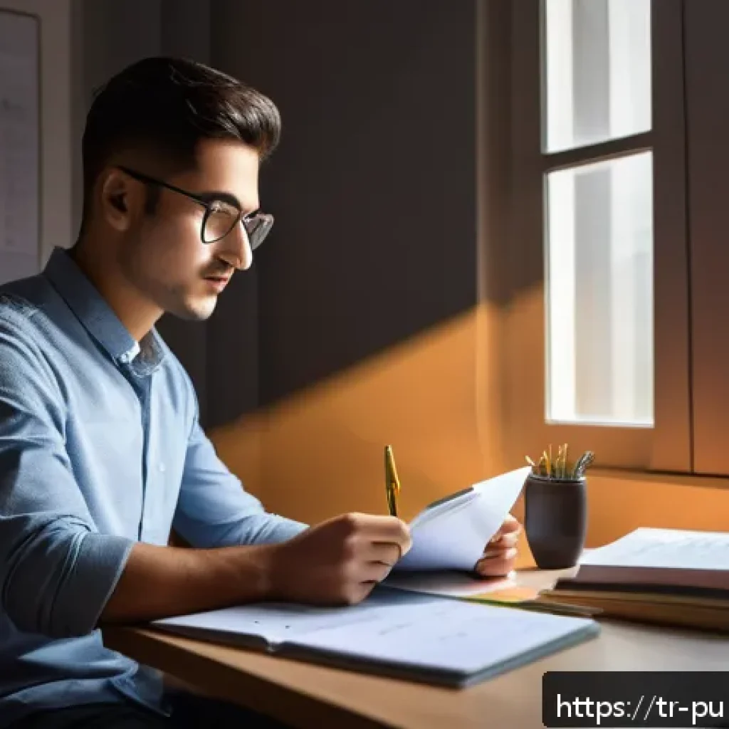 공공관리사 필기시험에서 자주 출제되는 주제 - A focused young adult studying strategically at a modern home office desk during early morning hours...