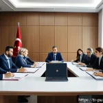 Home 20 공공관리사 자격증 취득 방법 - A professional Turkish public administration office setting with diverse government employees in bus...
