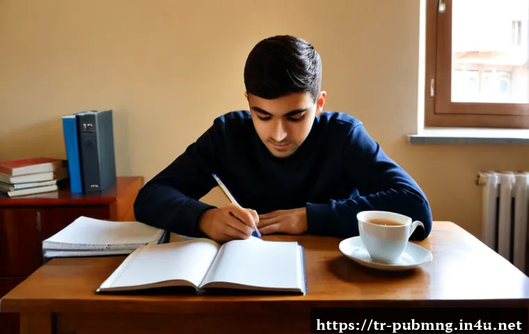 Home 17 공공관리사 자격증 독학 가능 여부 - Photorealistic Turkish young adult studying independently for a public administration qualification ...