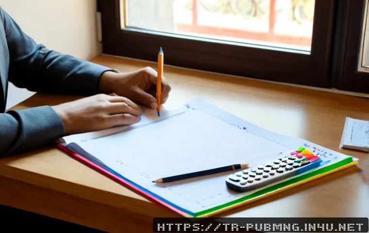 Home 17 공공관리사 필기시험 전략적 준비법 - Photorealistic Turkish civil service exam preparation scene, focused adult candidate studying at a t...