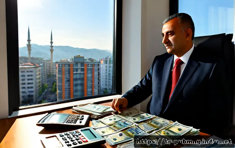 Home 17 공공관리사 직무별 연봉 차이 - Photorealistic Turkish municipal office scene, a confident public administration manager in a modest...